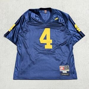 Vtg Nike Jim Harbaugh #4 Michigan Wolverines College Jersey Navy Size XXL Men’s